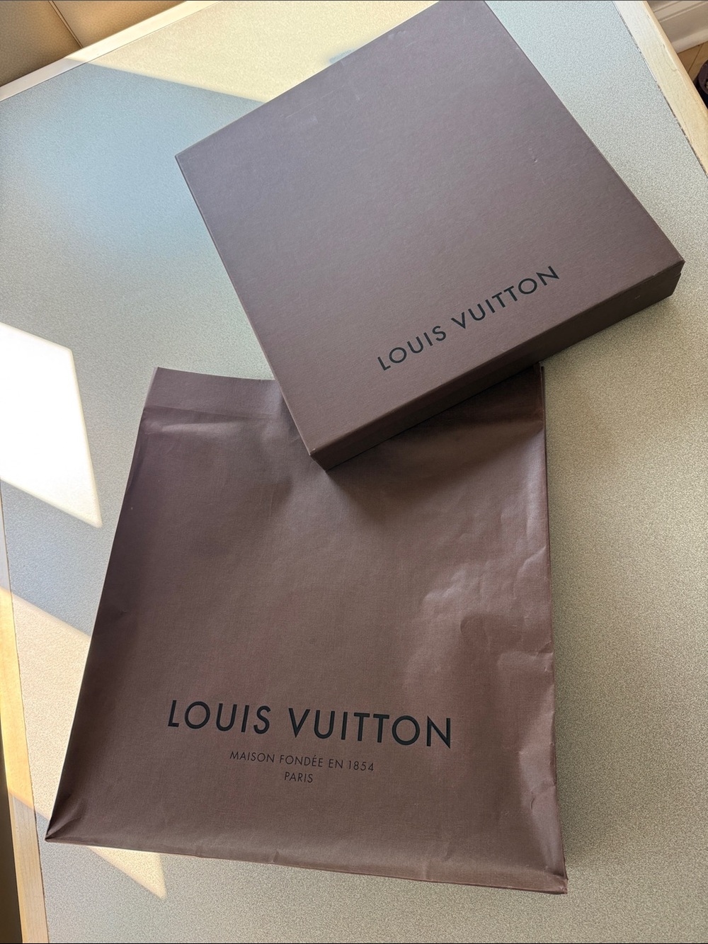 Louis Vuitton Dark Brown Branded Box and Shopping Bag